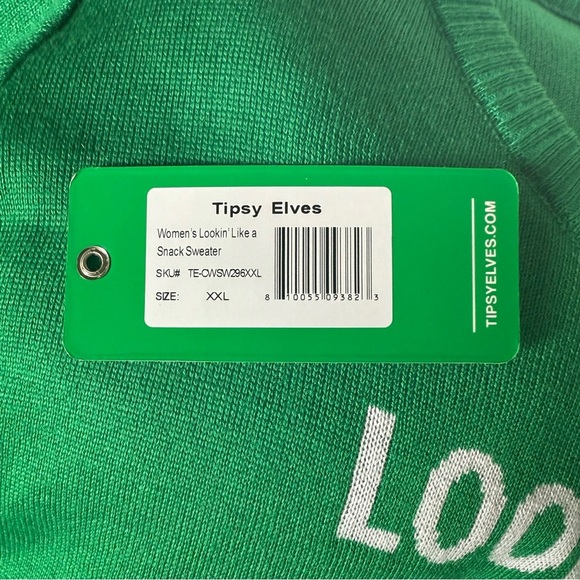 Tipsy Elves Ugly Christmas Sweater Women’s Green Looking Like A Snack XXL NWT - Picture 8 of 8